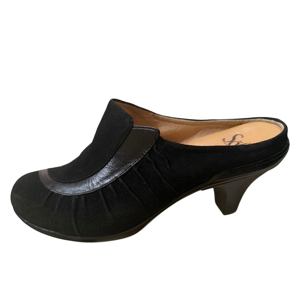 Sofft Womens Black Suede Leather Slip On Mule Pump Kitten Heel Cushion Comfort 7